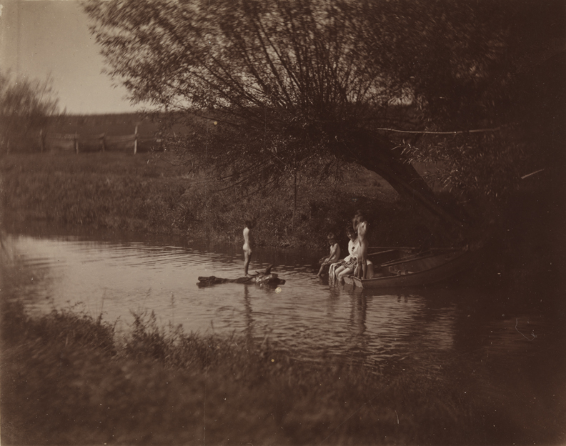 Susan Macdowell and Crowell children in rowboat at Avondale, Pennsylvania