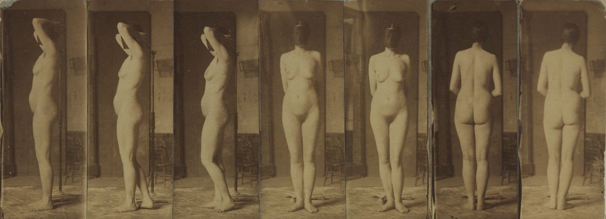 Naked series: female with drk mask, poses 1-7