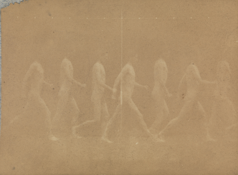Motion study: male nude, walking to right
