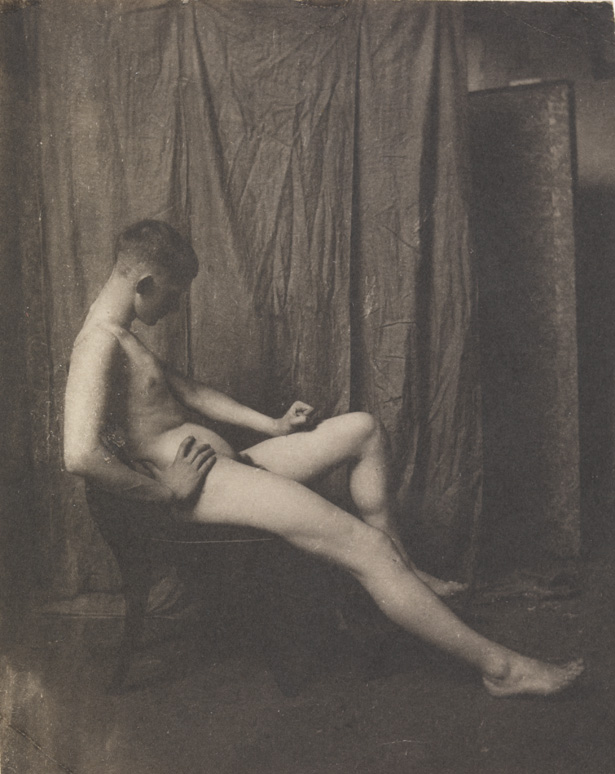 Bill Duckett nude, sitting on chair