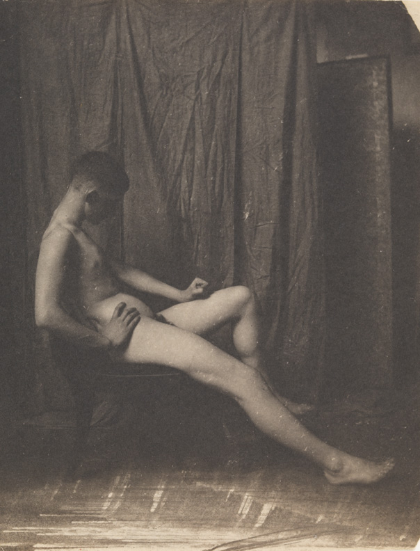 Bill Duckett nude, sitting on chair