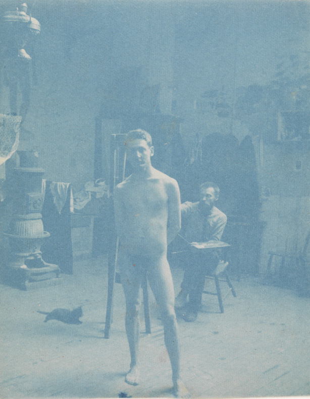 John Wright nude, posing for George Reynolds at easel           