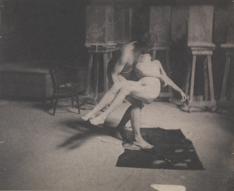 Thomas Eakins nude, lowering nude female to the floor
