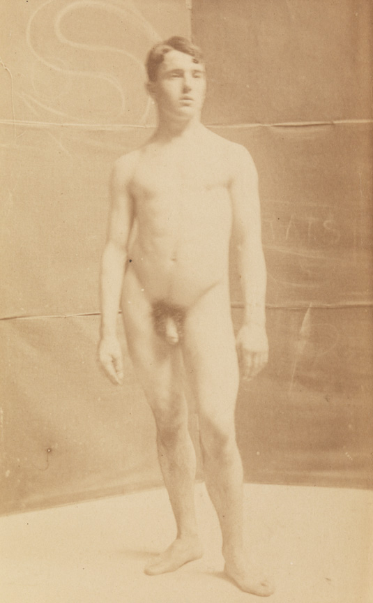 Tom Eagan nude, in front of folding screen