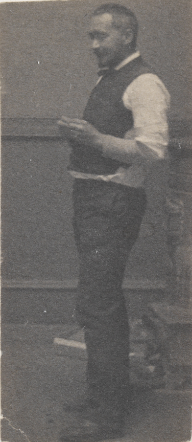 Thomas Eakins, in vest and shirt sleeves, in Chestnut Street studio