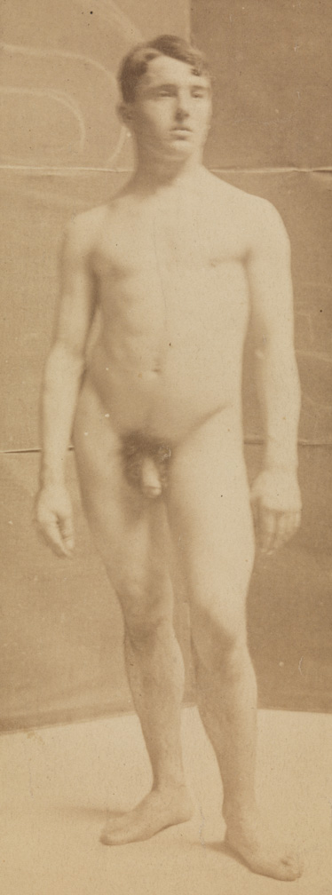 Tom Eagan nude, in front of folding screen