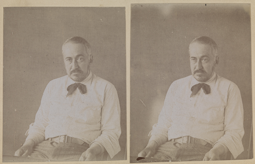 Thomas Eakins in light shirt, sitting