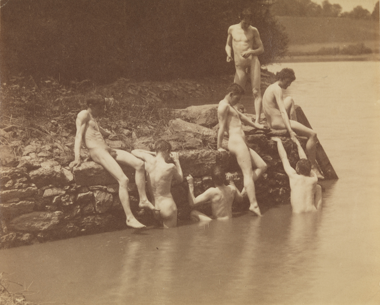 Thomas Eakins and students, swimming nude
