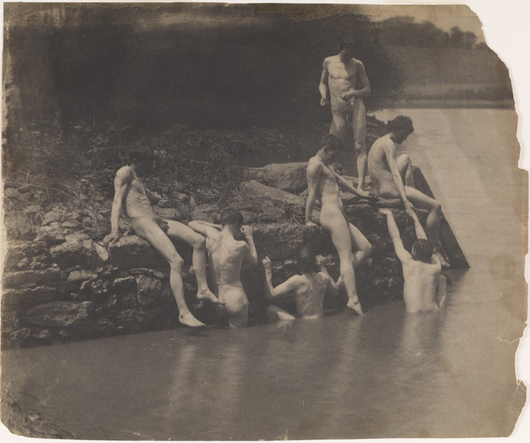 Thomas Eakins and students, swimming nude