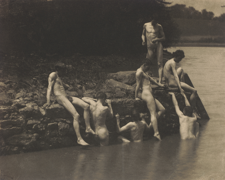 Thomas Eakins and students, swimming nude