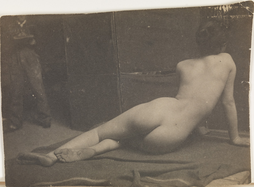 Female nude semireclining, from rear