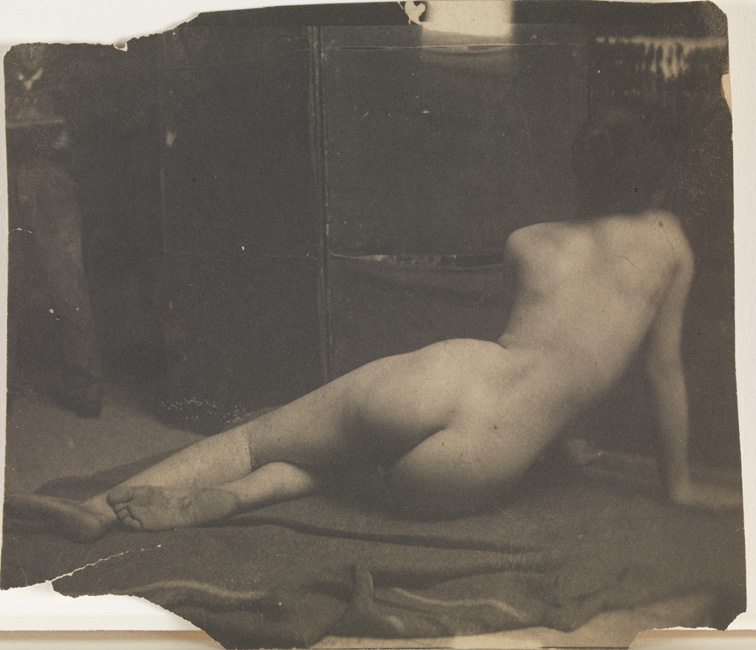 Female nude semireclining, from rear