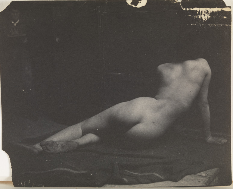 Female nude semireclining, from rear