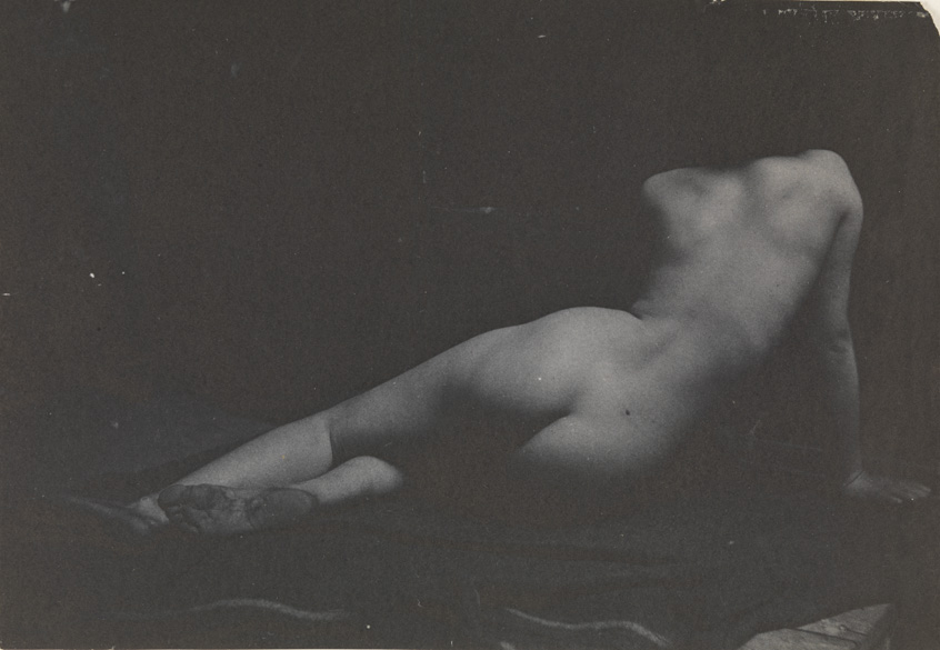 Female nude semireclining, from rear