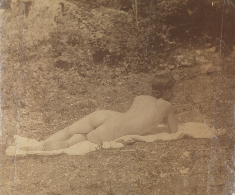 Susan Macdowell Eakins nude, reclining on elbow, from rear