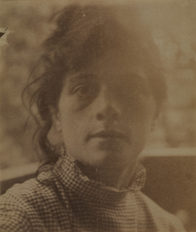 Self-portrait in gingham dress