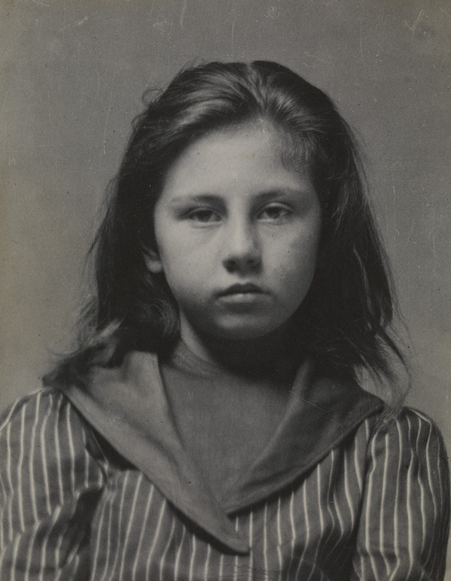 Unidentified girl in striped dress