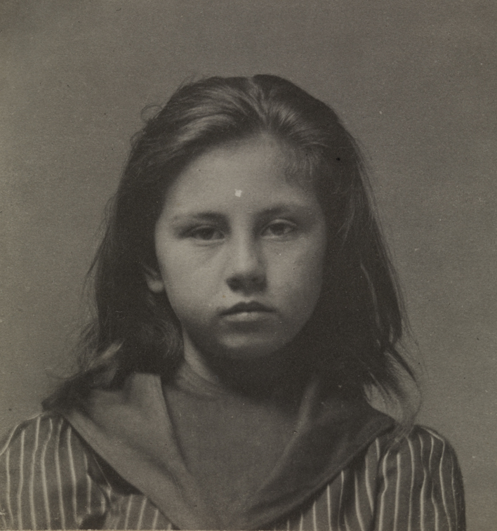 Unidentified girl in striped dress