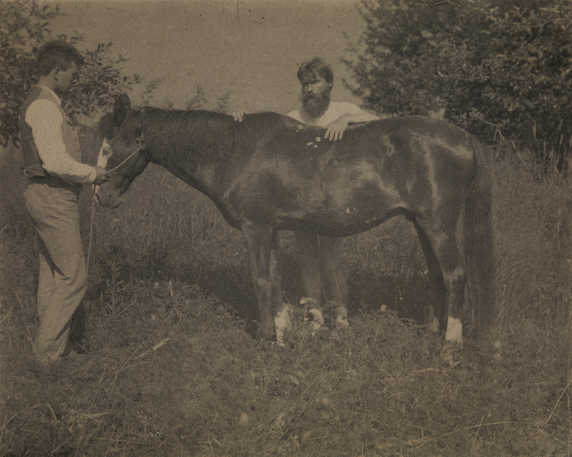 Samuel Murray clothed and Franklin Schenck nude, with Thomas Eakins's horse Baldy