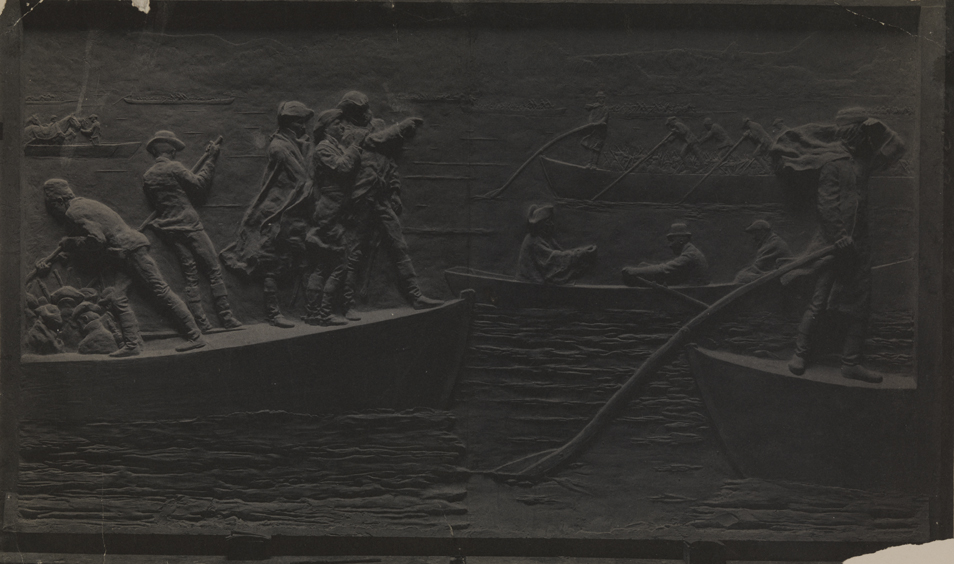 Sculpture of Trenton Battle Monument: The Continental Army Crossing the Delaware