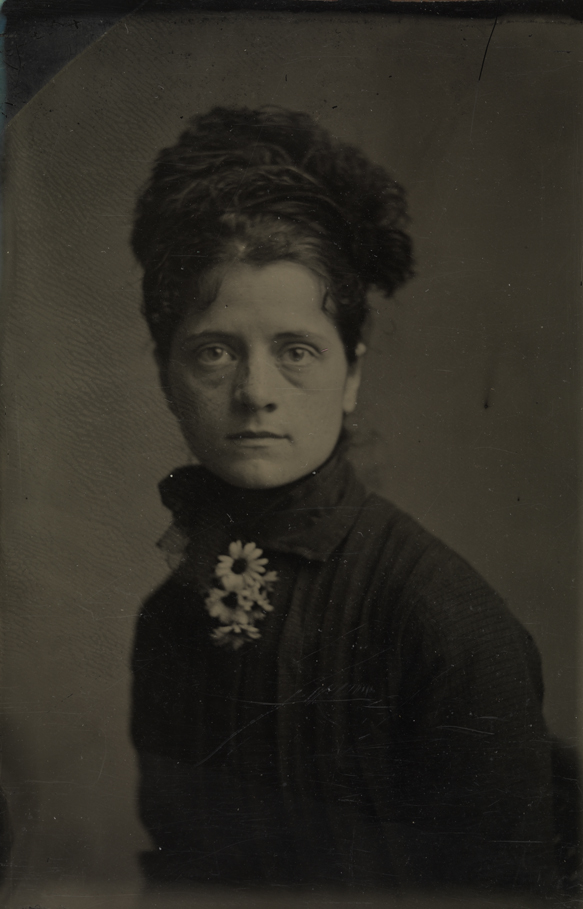 Susan Macdowell Eakins with daisies in buttonhole