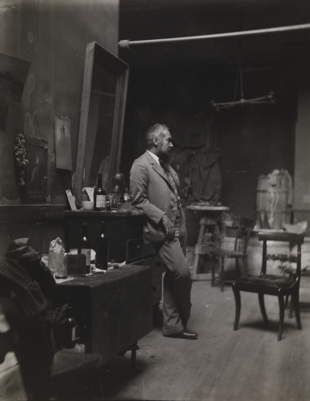 Thomas Eakins in profile, in Chestnut Street studio