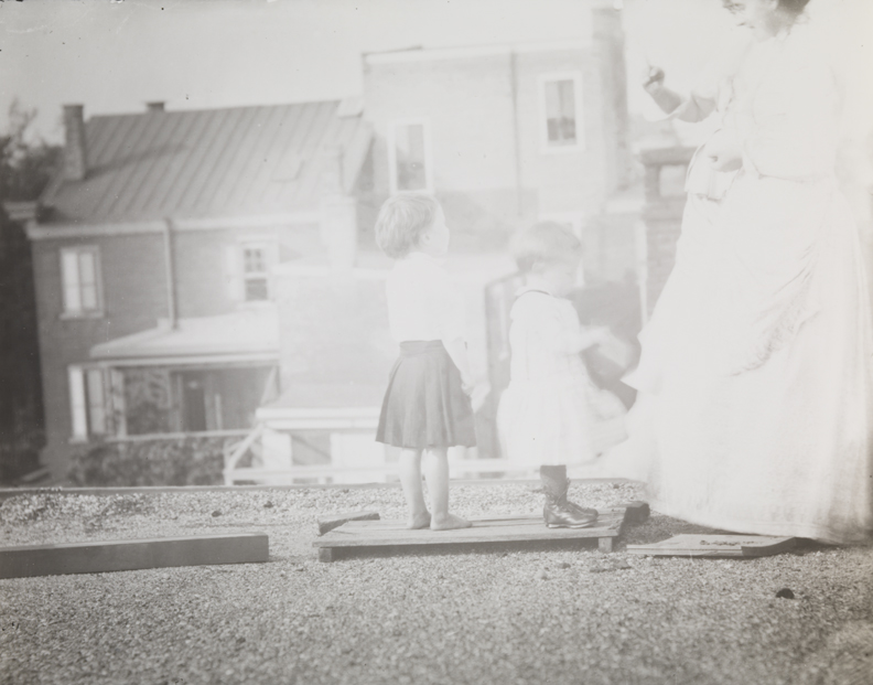 Two Crowell children, Frances Crowell, and Margaret Eakins (partially visible)