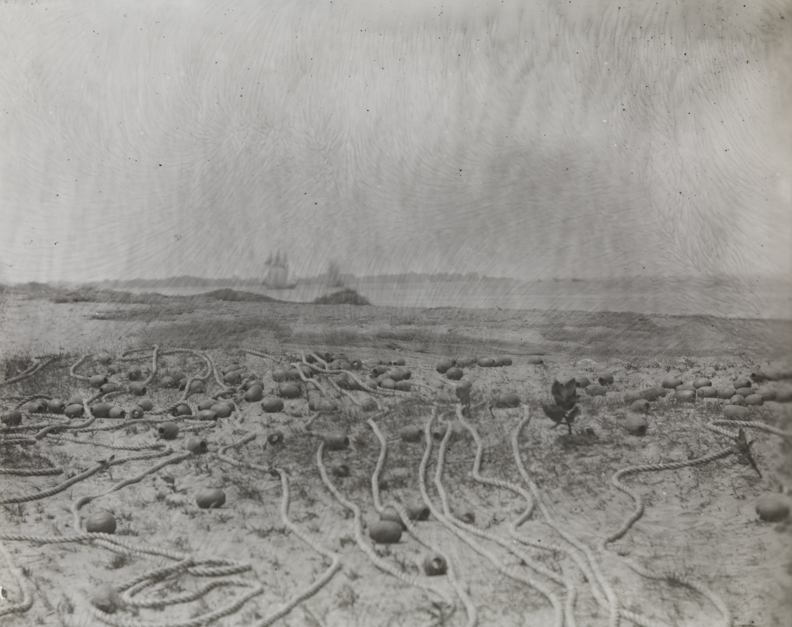 Shoreline of Delaware River with fishing nets