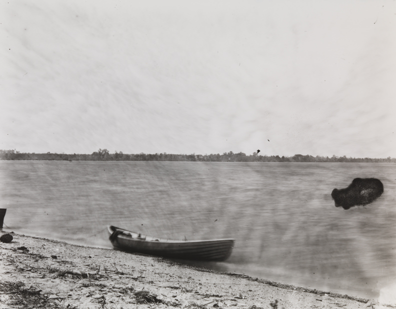 Delaware River with beached dory