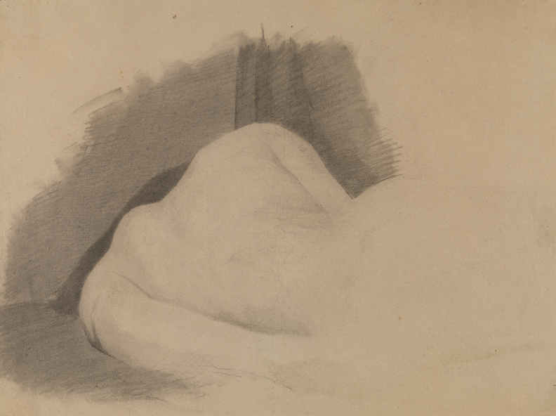 Figure Study: Shoulders and Back of Reclining Nude Woman