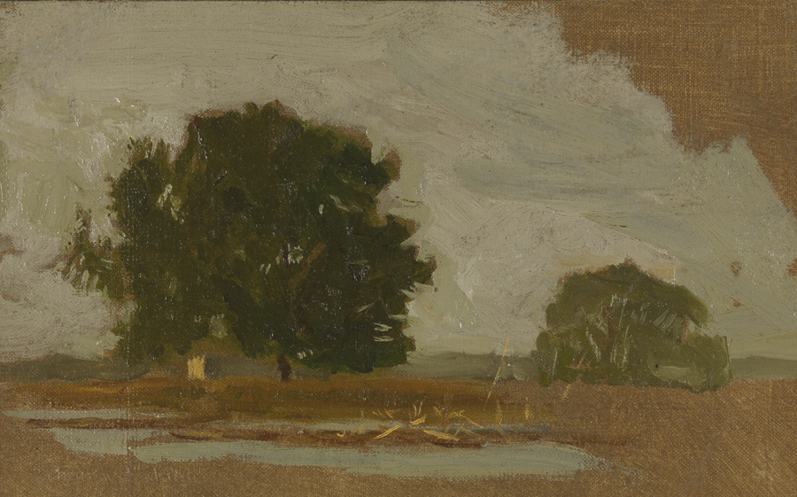 The Artist and His Father Hunting Reed Birds: Marsh Landscape Sketch