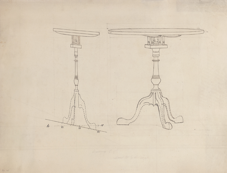 Drawing C(5) (Side and Front Elevations of Relief of Tilt-top Table)