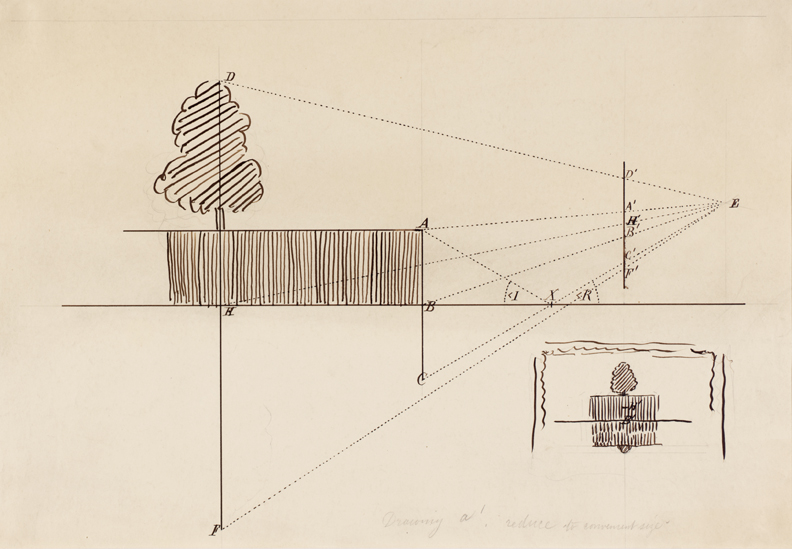 Drawing a¹ (Laws of Reflection, with Wharf and Tree)