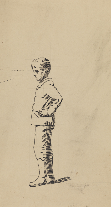 (Drawing 1: Study of Boy, with Sight-lines)