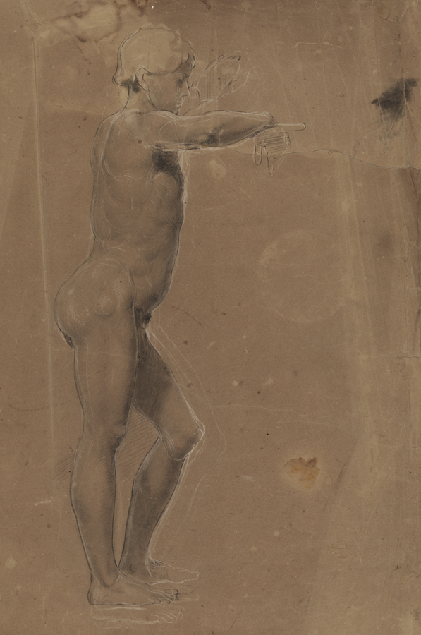 Figure Study: Nude Young Man, Standing, Facing Right