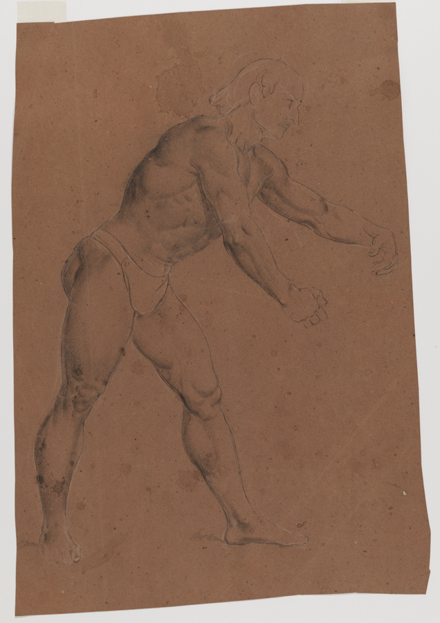 Figure Study: Nude Man Standing, Leaning to Right
