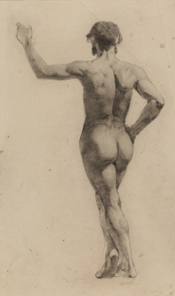 Figure Study: Man with Beard, Standing, Seen from Rear