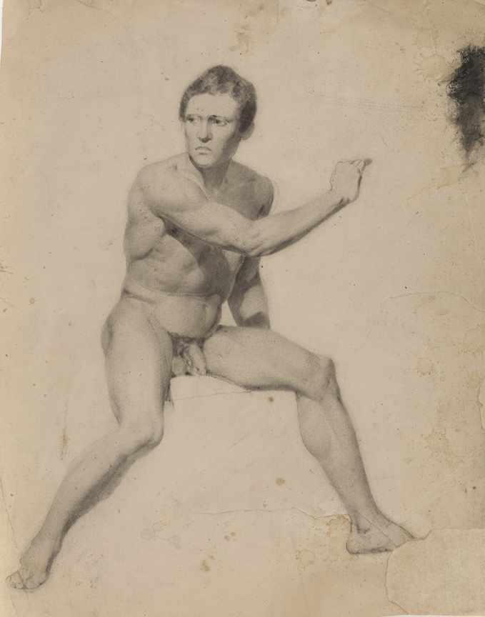 Figure Study: Nude Man Seated, Legs Spread