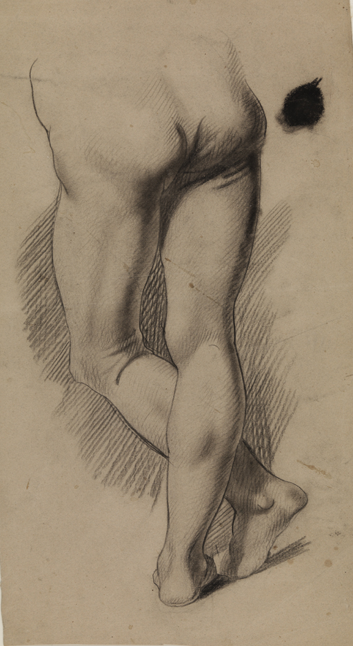 Figure Study: Legs of a Standing Man, Seen from Rear (r); Figure Study: Torso of a Man in Costume Leaning to Right (v)