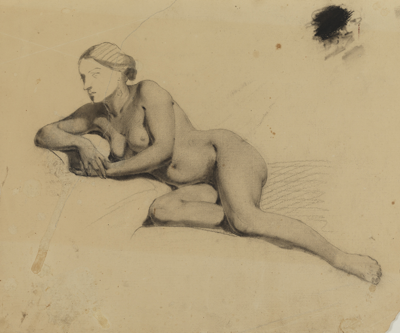 Figure Study: Nude Woman Reclining, Looking Left
