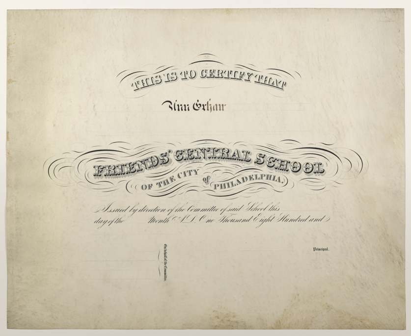 Diploma for Friends Central School