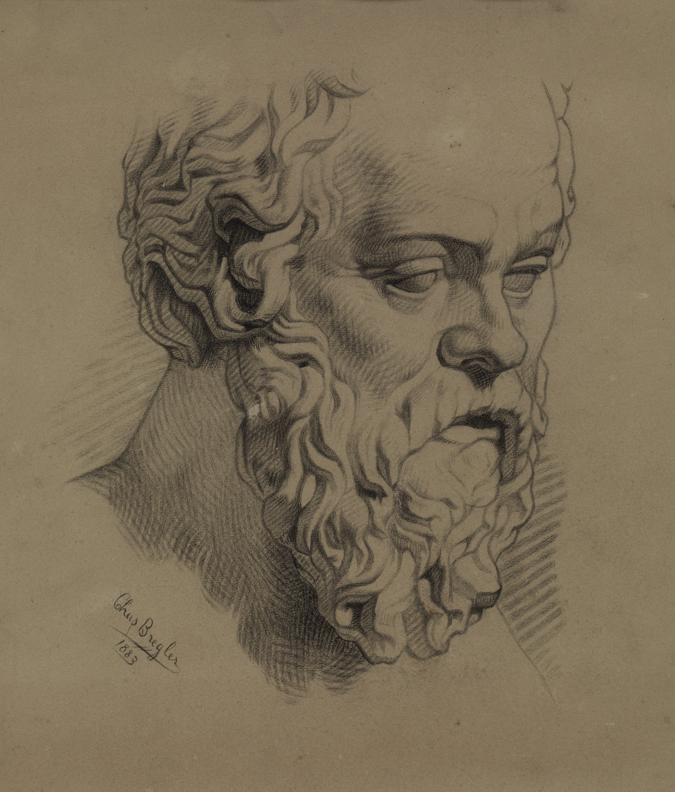 [Cast drawing: head of Socrates]