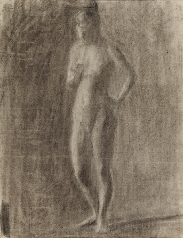 [Standing female nude, arm raised], recto; [Standing female nude, hand on hip], verso