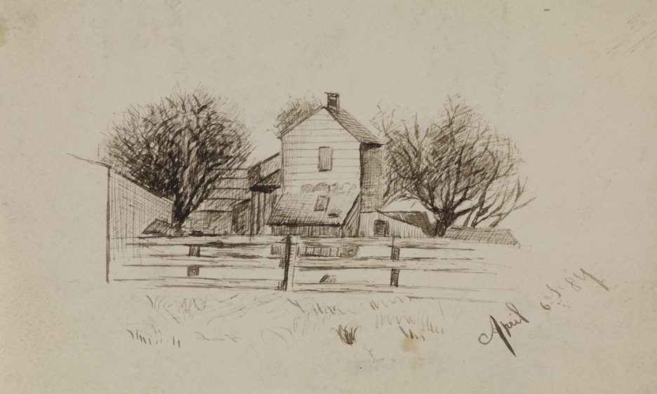 [Landscape with house and fence]