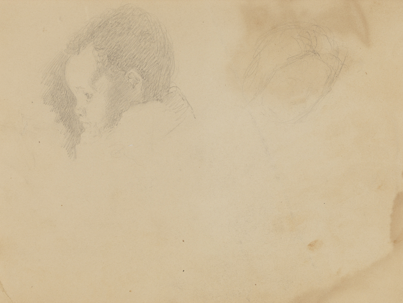 Figure Studies: Child's Head, Facing Left; Woman's Head