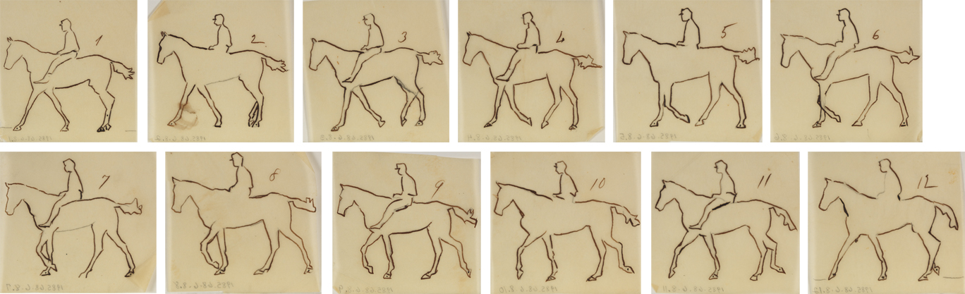 Motion Studies: Man on Horseback Facing Left (1-12)