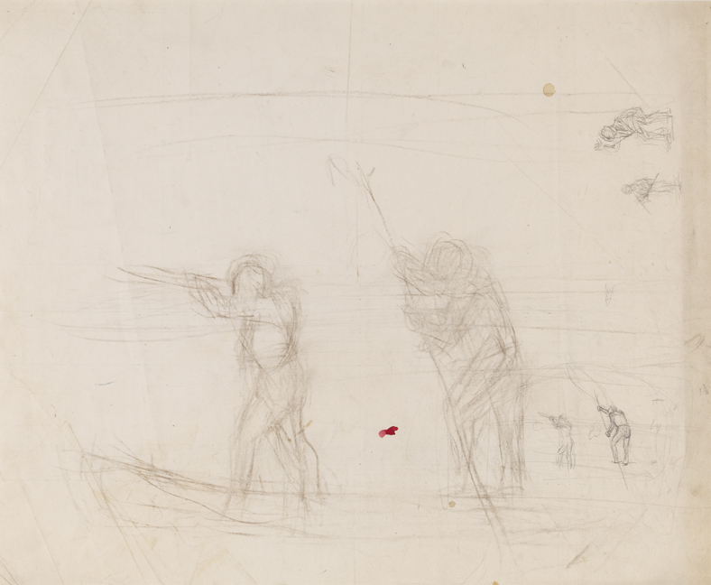 Rail Shooting (Shuster and Wright): Figure Sketches (r); Perspective Studies and Plan (v)