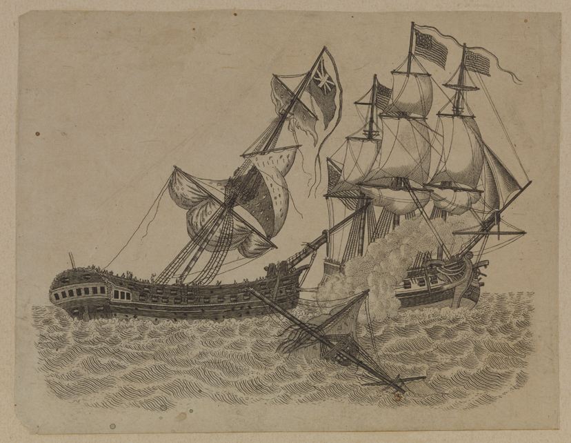 [Naval battle: American ship defeating a British ship]