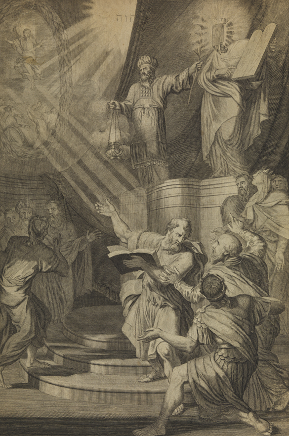 [Moses with the tablets (frontispiece to Bible)]