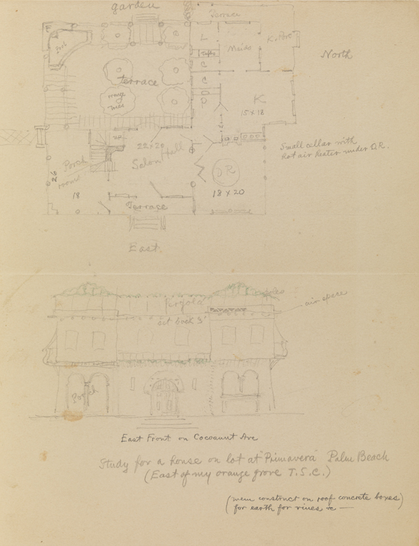 [Study for a house on lot at "Primavera" Palm Beach]